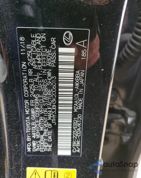 2019 Lexus Ux 200 из США, поврежденный, VIN JTHY3JBH3K2006013